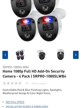 SRPRO 1080p Full HD Add-On Security Camera - White (4 Pack)